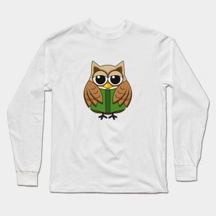 Cute Bookworm Owl Reading Book Cartoon Long Sleeve T-Shirt